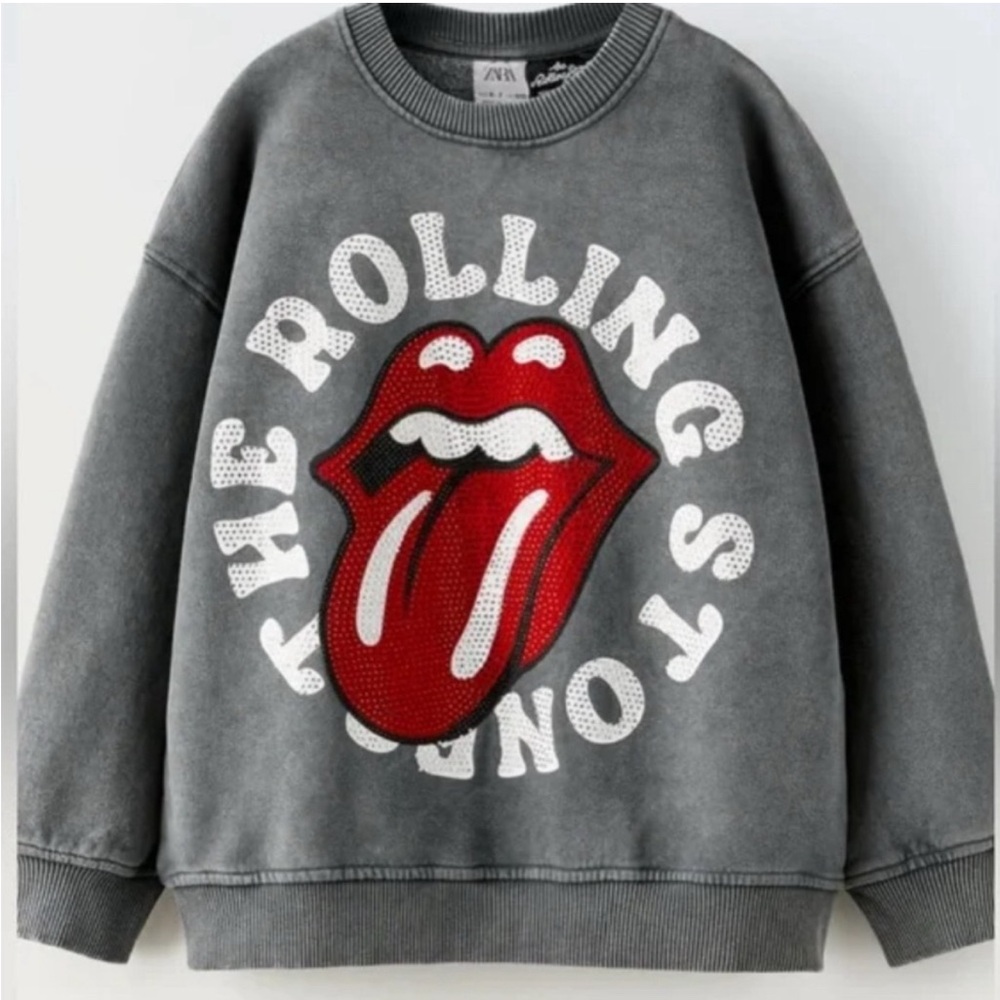 Zara Kids girl Rolling Stone Studded Sweatshirt